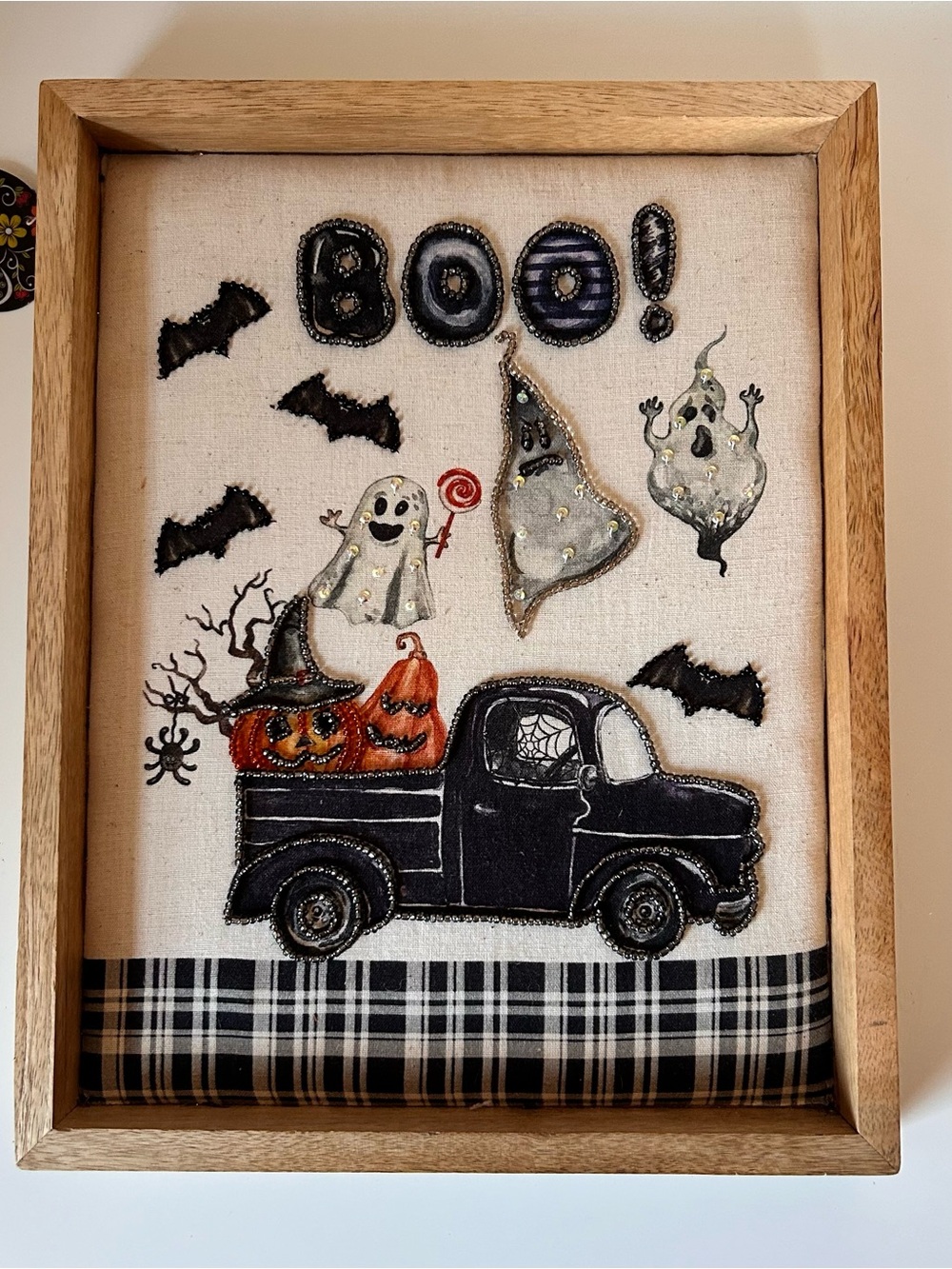 NEW! Vintage Halloween Truck & Ghost Wall Art